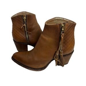 Cuadra‎ Lauren Brown Bootie Quilted Leather Side Zipper Western Women's Size 8